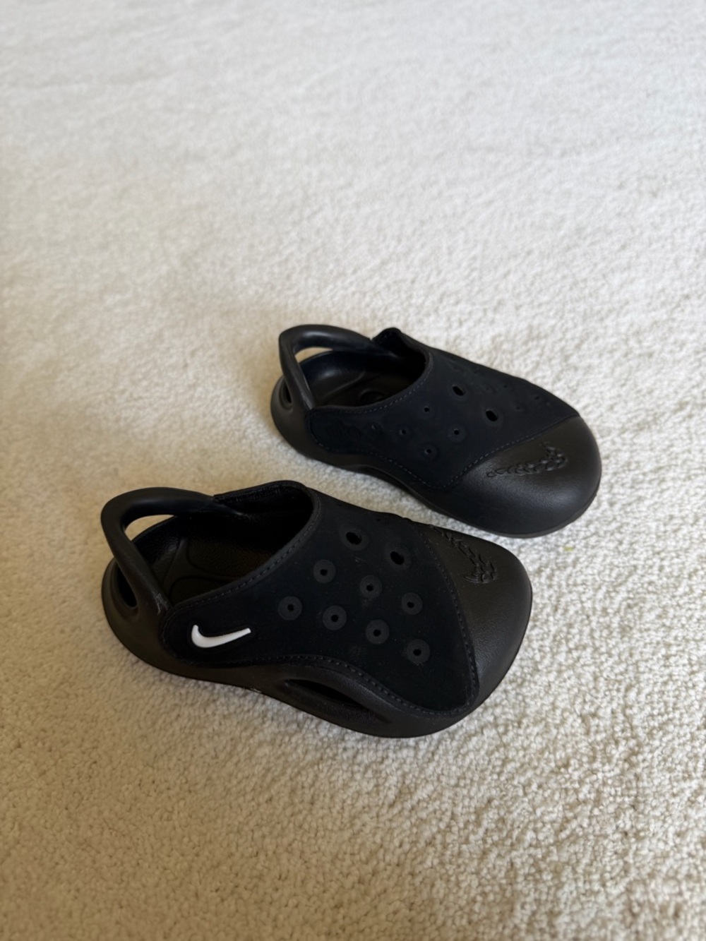 Nike Kids Black Water Slip-On Shoes with White Swoosh